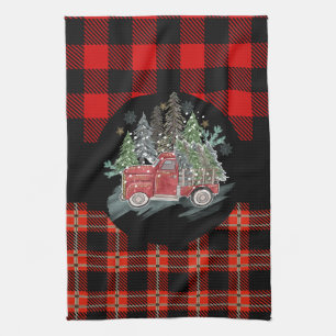 Buffalo geruite rode kersttruck theedoek