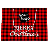 Buffalo geruite rode Merry Christmas voeg uw logo Groot Cadeauzakje (Voorkant)