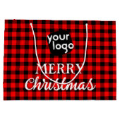 Buffalo geruite rode Merry Christmas voeg uw logo Groot Cadeauzakje (Achterkant)