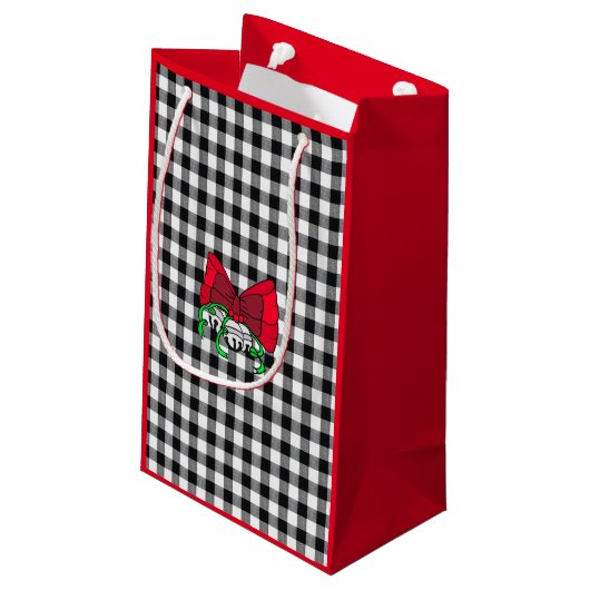 Buffalo geruite rode strik Kerstmis Klein Cadeauzakje (Achterkant Gekanteld)