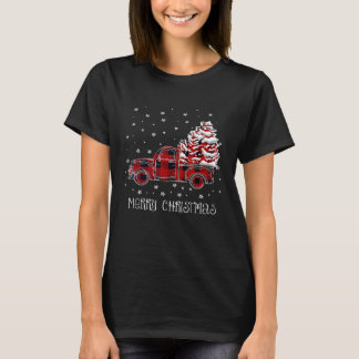 Buffalo geruite rode truck vintage kerst landelijk t-shirt