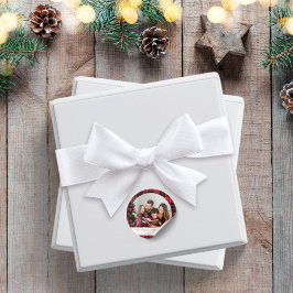 Buffalo geruite ronde kerstfoto sticker