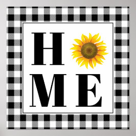 Buffalo geruite zonnebloem "Home" Poster