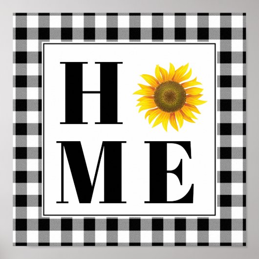 Buffalo geruite zonnebloem "Home" Poster (Voorkant)