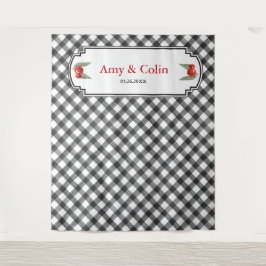 Buffalo geruite zwarte en witte trouwfeest decorat wandkleed