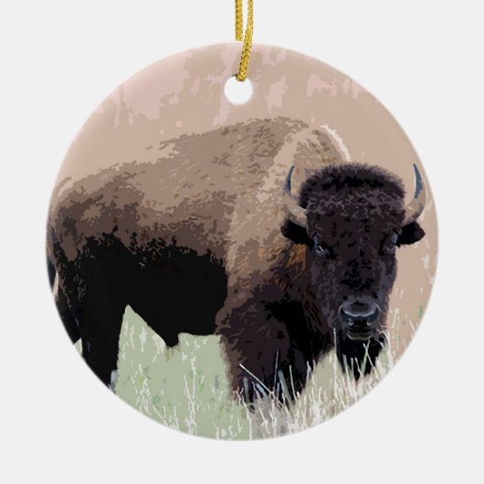Buffalo/gif Keramisch Ornament (Voorkant)