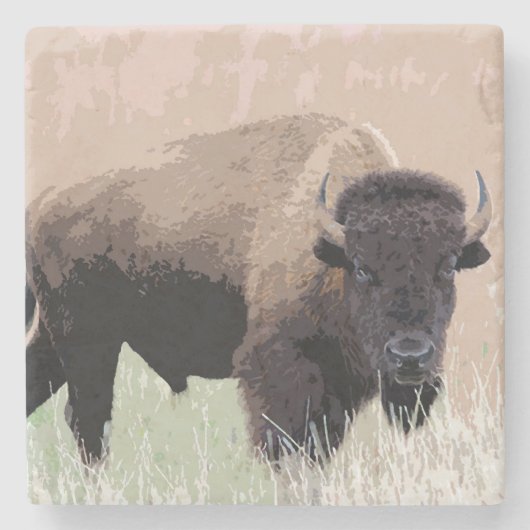 Buffalo/gif Stenen Onderzetter (Voorkant)
