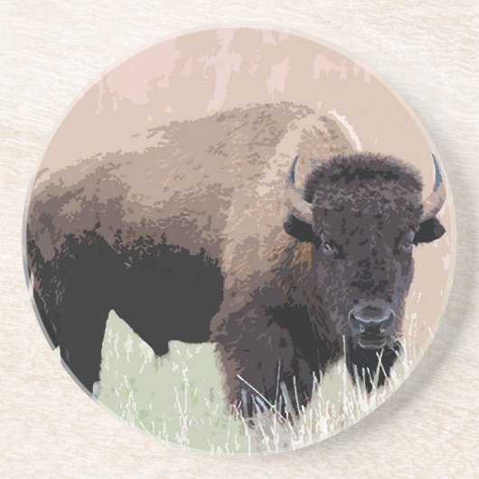 Buffalo/gif Zandsteen Onderzetter (Voorkant)