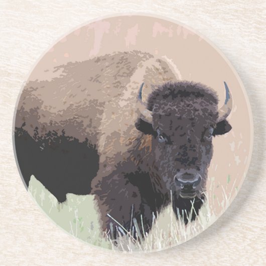 Buffalo/gif Zandsteen Onderzetter (Voorkant)