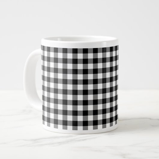 Buffalo gingham Black en White Check Pset Therma Grote Koffiekop (Links)