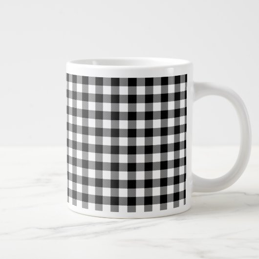 Buffalo gingham Black en White Check Pset Therma Grote Koffiekop (Rechts)
