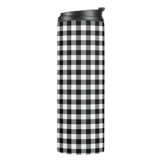 Buffalo Gingham Black en White Check Pset Thermosbeker (Gedraaid links)