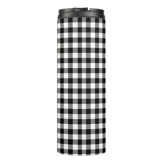Buffalo Gingham Black en White Check Pset Thermosbeker (Achterkant)