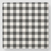 Buffalo Gingham Black en White Check Pset Throw Stenen Onderzetter (Voorkant)