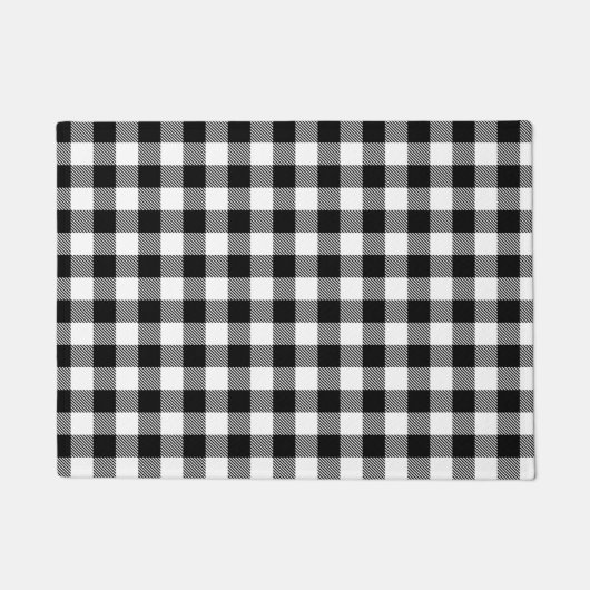 Buffalo gingham Black en White Check Pset Wrappi Deurmat (Voorkant)