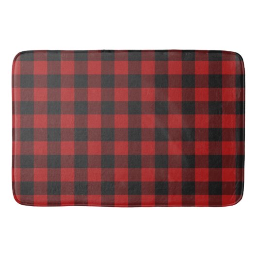 Buffalo Gingham Patroon met rood en zwart Badmat (Voorkant)