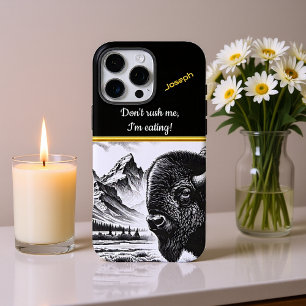 Buffalo Grazing beroemd gemaakt door Rugged Mounta iPhone 16 Pro Max Hoesje
