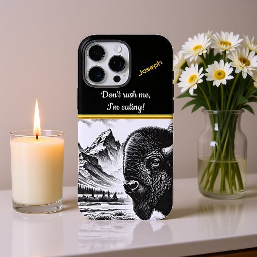 Buffalo Grazing beroemd gemaakt door Rugged Mounta Case-Mate iPhone Case