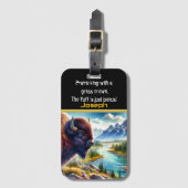 Buffalo Grazing beroemd gemaakt door The Lush Rive Bagagelabel (Voorkant (verticaal))