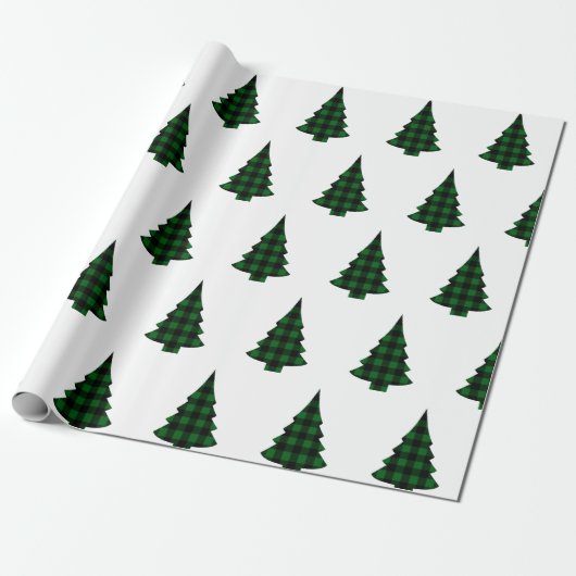 Buffalo Green Pine Trees Cadeaupapier (Uitgerold)