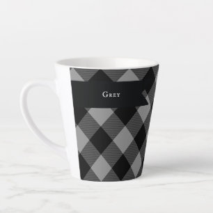 Buffalo Grijs en Zwart vierkant geplakt Latte Mok