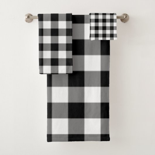 Buffalo-handdoeken, zwart en wit bad handdoek (Insitu)