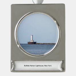 Buffalo Harbor Lighthouse Verzilverd Banner Ornament