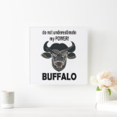 Buffalo Head Bison Dier Buffalo Vierkante Klok (Huis)