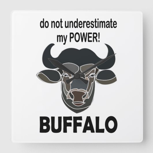 Buffalo Head Bison Dier Buffalo Vierkante Klok (Voorkant)