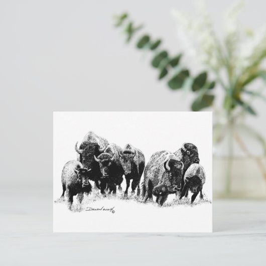 Buffalo Herd Briefkaart (Staand voorkant)
