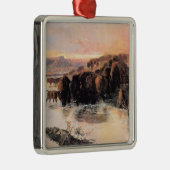 Buffalo Herd (door Charles M. Russell) Metalen Ornament (Rechts)