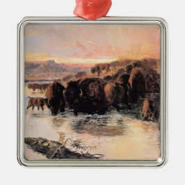 Buffalo Herd (door Charles M. Russell) Metalen Ornament
