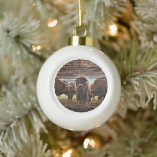 Buffalo Herd Keramische Bal Ornament (Boom)