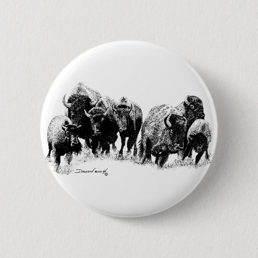 Buffalo Herd Ronde Button 5,7 Cm (Voorkant)