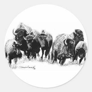 Buffalo Herd Ronde Sticker