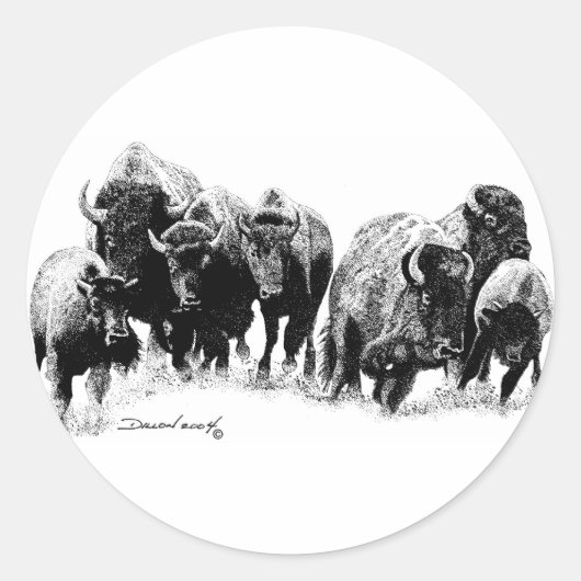 Buffalo Herd Ronde Sticker (Voorkant)