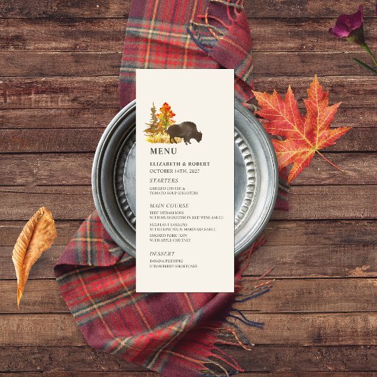 Buffalo Herfst Foliage Bison Autumn Wedding Menu