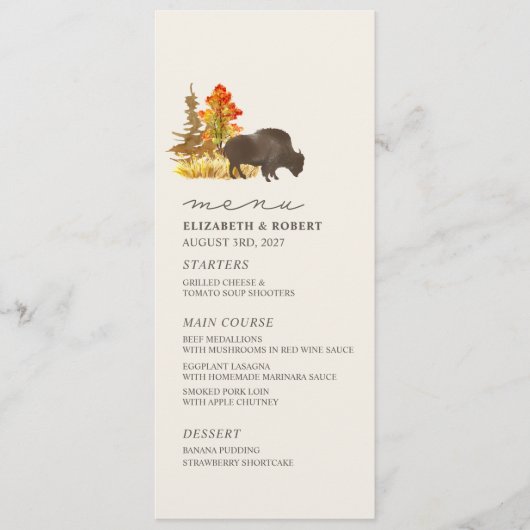 Buffalo Herfst Foliage Bison Script Weduwmenu Menu (Voorkant)