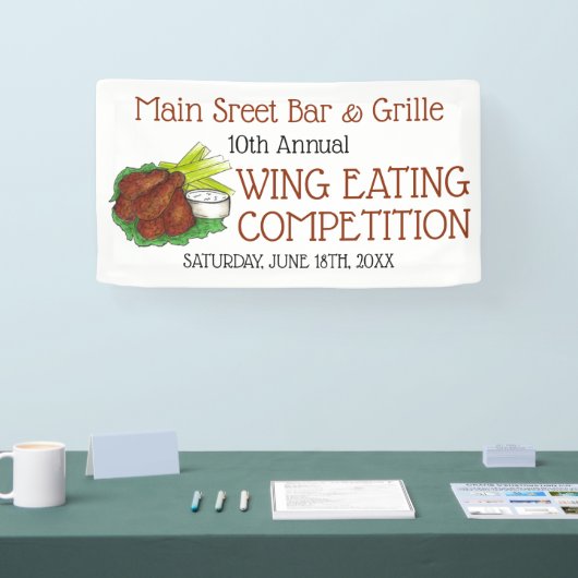Buffalo Hot Chicken Wings Wing Eating Competitie Spandoek (Beurs)
