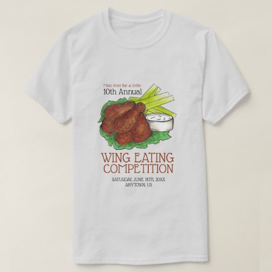 Buffalo Hot Chicken Wings Wing Eating Competitie T-shirt (Design voorkant)