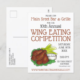 Buffalo Hot Chicken Wings Wing Eating Competitie Uitnodiging Briefkaart