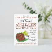 Buffalo Hot Chicken Wings Wing Eating Competitie Uitnodiging Briefkaart (Staand voorkant)