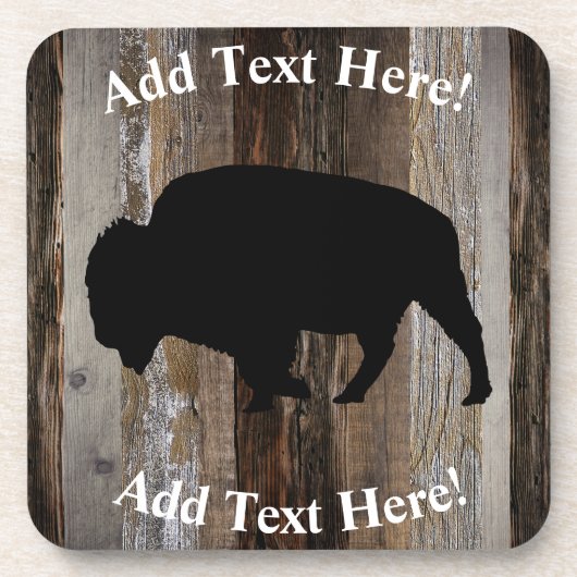 Buffalo  hout Rustisch hout Bier Onderzetter (Voorkant)