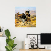 "Buffalo Hunt" Cowboy Art by Charles Russell Poster (Thuiskantoor)