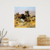 "Buffalo Hunt" Cowboy Art by Charles Russell Poster (Keuken)