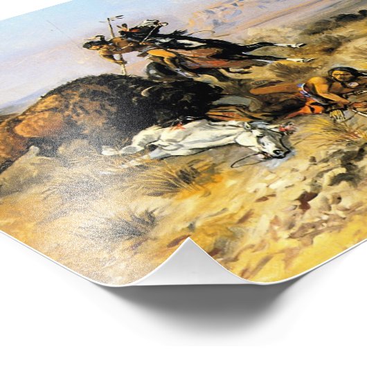 “Buffalo Hunt” Cowboy Kunst van Charles Russell Foto Afdruk (Hoek)