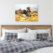 Buffalo Hunt door Charles M. Russell Canvas Afdruk (Insitu (Slaapkamer))