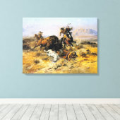 Buffalo Hunt door Charles M. Russell Canvas Afdruk (Insitu (Houten vloer))
