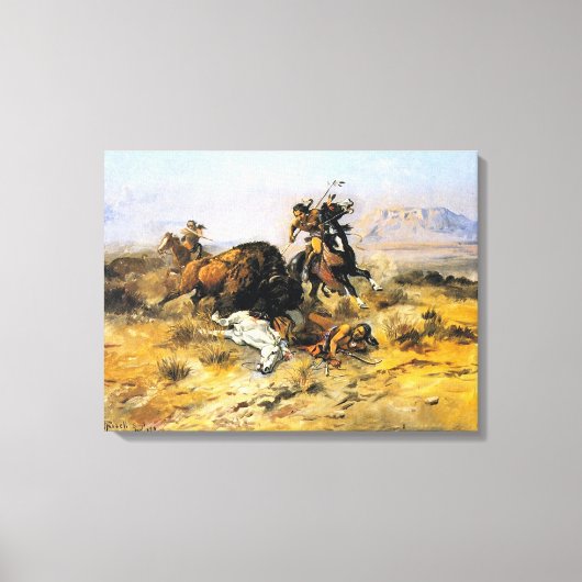 Buffalo Hunt door Charles M. Russell Canvas Afdruk (Voorkant)