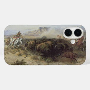 Buffalo Hunt No. 26 door CM Russell, Vintage India iPhone 16 Hoesje